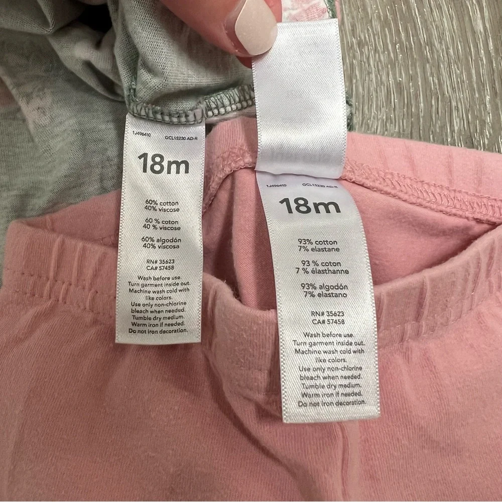 CARTERS 2PC LONG SLEEVE SHIRT AND LEGGINGS OUTFIT GREEN PINK 18MO